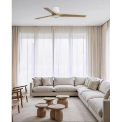 HEYWOOD TUB VENTILATORE D132 CM LED 10W DIMMERABILE BIANCO O NERO 3 PALE IN LEGNO E TELECOMANDO INCLUSO 2