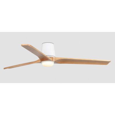 HEYWOOD TUB VENTILATORE D132 CM LED 10W DIMMERABILE BIANCO O NERO 3 PALE IN LEGNO E TELECOMANDO INCLUSO