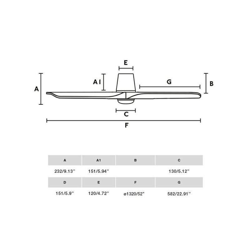 HEYWOOD TUB VENTILATORE D132 CM LED 10W DIMMERABILE BIANCO O NERO 3 PALE IN LEGNO E TELECOMANDO INCLUSO