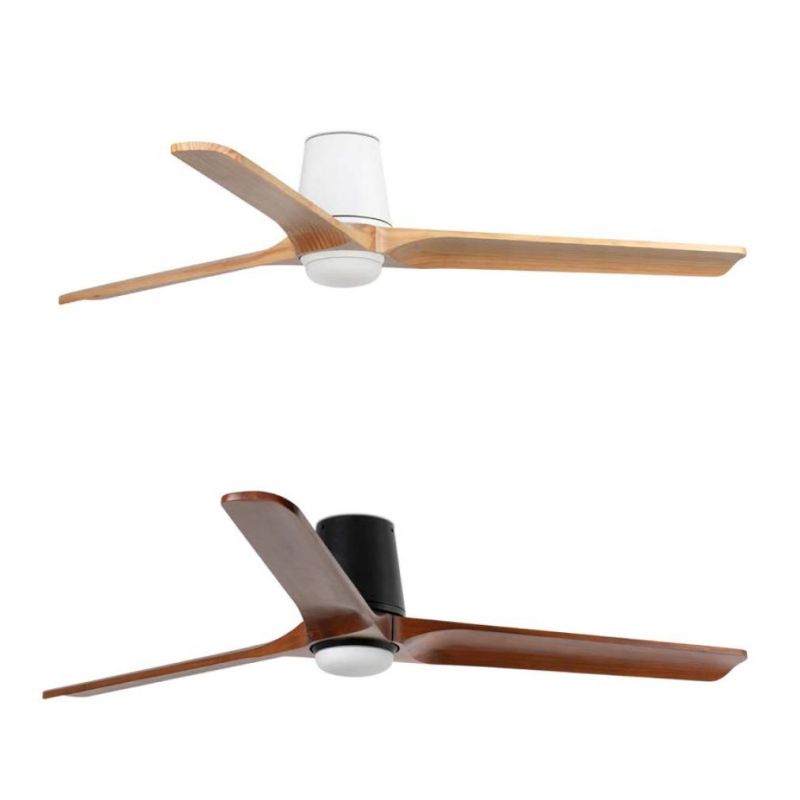 HEYWOOD TUB VENTILATORE D132 CM LED 10W DIMMERABILE BIANCO O NERO 3 PALE IN LEGNO E TELECOMANDO INCLUSO