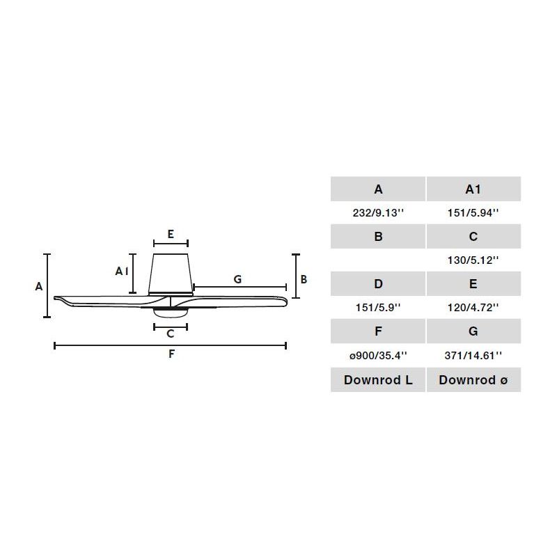 HEY TUB VENTILATORE LED 10W DIMMERABILE D90 CM BIANCO O NERO CON 3 PALE IN ABS E TELECOMANDO INCLUSO