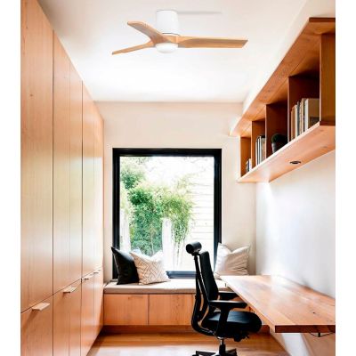 HEYWOOD TUB VENTILATORE LED 10W DIMMERABILE D90 CM BIANCO O NERO CON 3 PALE IN LEGNO E TELECOMANDO INCLUSO