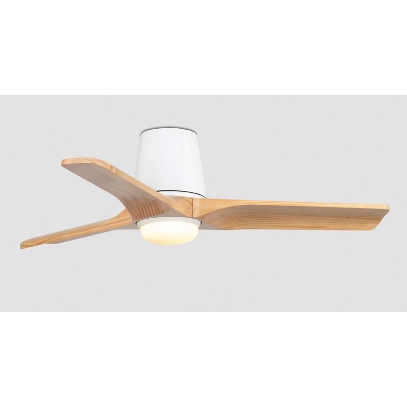 HEYWOOD TUB VENTILATORE LED 10W DIMMERABILE D90 CM BIANCO O NERO CON 3 PALE IN LEGNO E TELECOMANDO INCLUSO