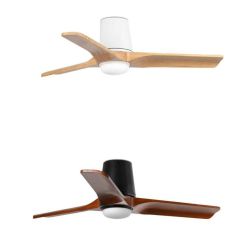 HEYWOOD TUB VENTILATORE LED 10W DIMMERABILE D90 CM BIANCO O NERO CON 3 PALE IN LEGNO E TELECOMANDO INCLUSO