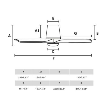 HEYWOOD TUB VENTILATORE LED 10W DIMMERABILE D90 CM BIANCO O NERO CON 3 PALE IN LEGNO E TELECOMANDO INCLUSO