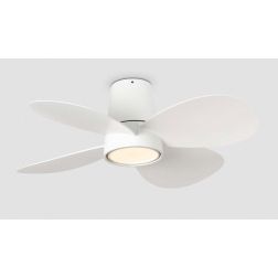 KLOVER VENTILATORE BIANCO LED 18W DIMMERABILE D80 CM 4 PALE IN ABS E TELECOMANDO INCLUSO