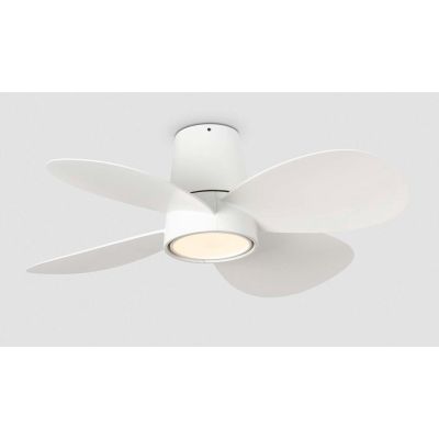 KLOVER VENTILATORE BIANCO LED 18W DIMMERABILE D80 CM 4 PALE IN ABS E TELECOMANDO INCLUSO