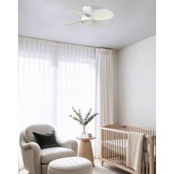 KLOVER VENTILATORE BIANCO LED 18W DIMMERABILE D80 CM 4 PALE IN ABS E TELECOMANDO INCLUSO 2