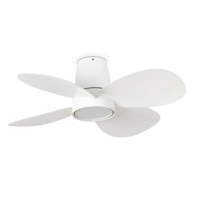 KLOVER VENTILATORE BIANCO LED 18W DIMMERABILE D80 CM 4 PALE IN ABS E TELECOMANDO INCLUSO