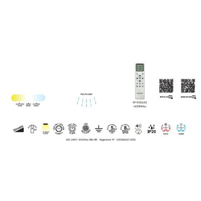 NEMO VENTILATORE A 3 PALE LED 18W LUCE DIMMERABILE D72 CM 3 COLORI CON TELECOMANDO INCLUSO