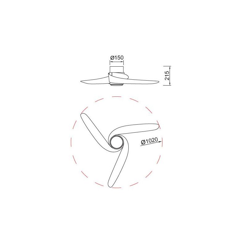 GROENLAND VENTILATORE D102 CM 3 PALE LED 24W DIMMERABILE 2 FINITURE COLORE CON TELECOMANDO INCLUSO