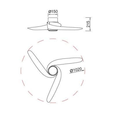 GROENLAND VENTILATORE D102 CM 3 PALE LED 24W DIMMERABILE 2 FINITURE COLORE CON TELECOMANDO INCLUSO