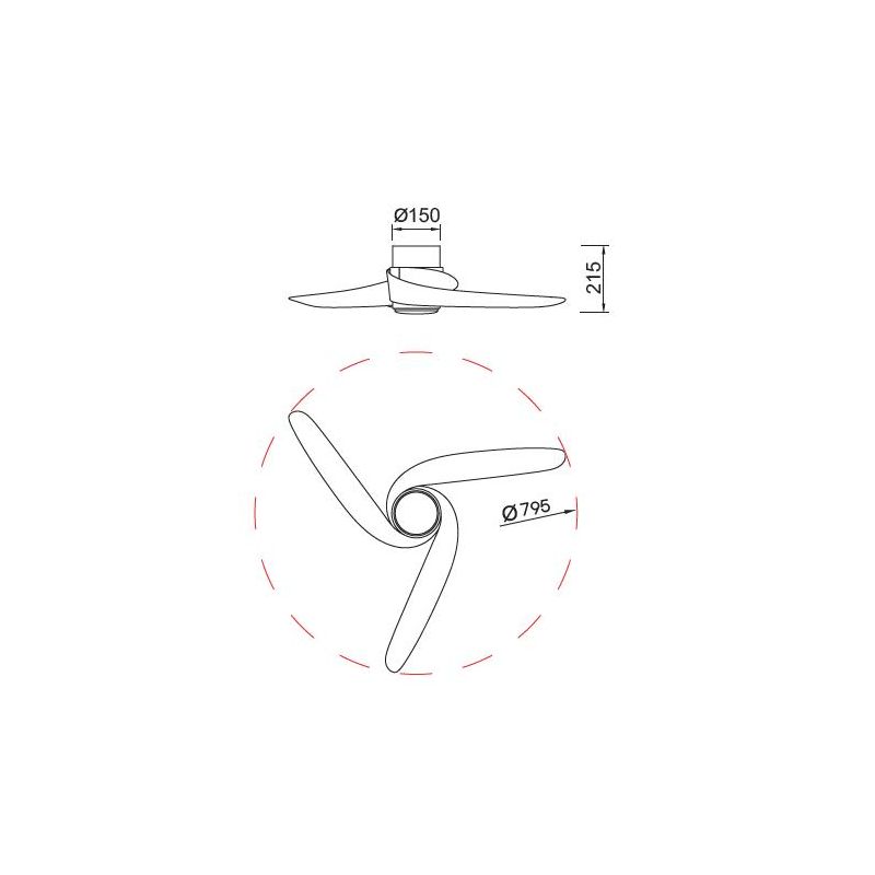 GROENLAND VENTILATORE D80 CM 3 PALE LED 24W DIMMERABILE 2 FINITURE COLORE CON TELECOMANDO INCLUSO
