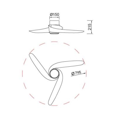 GROENLAND VENTILATORE D80 CM 3 PALE LED 24W DIMMERABILE 2 FINITURE COLORE CON TELECOMANDO INCLUSO