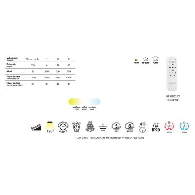 GROENLAND VENTILATORE D80 CM 3 PALE LED 24W DIMMERABILE 2 FINITURE COLORE CON TELECOMANDO INCLUSO