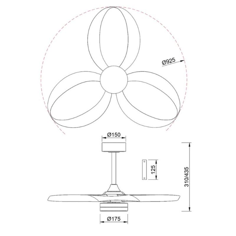 INFINITY VENTILATORE MODERNO D92 CM LED 20W DIMMERABILE 3 COLORI CON TELECOMANDO INCLUSO