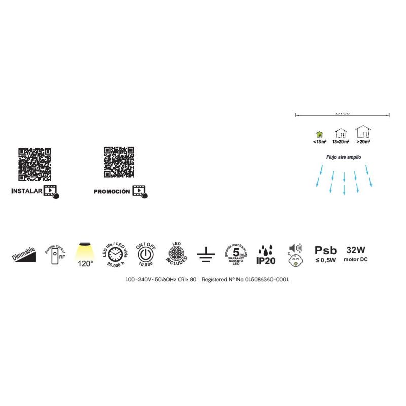 NEPAL II VENTILATORE MODERNO 3 COLORI LED 32W DIMMERABILE DIAMETRO CM 75 CON TELECOMANDO INCLUSO