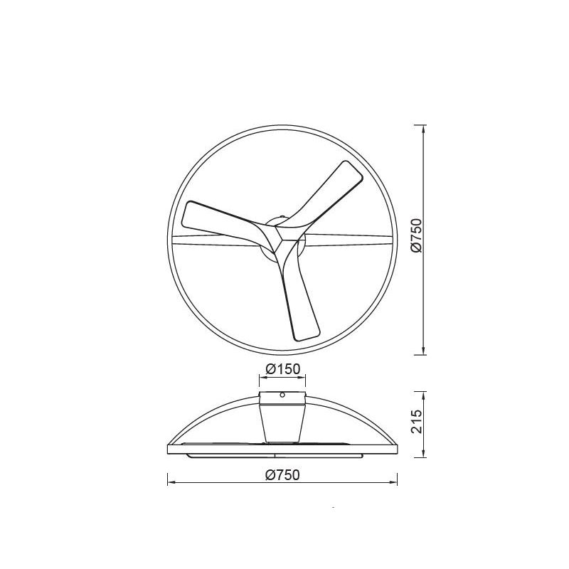 NEPAL II VENTILATORE MODERNO 3 COLORI LED 32W DIMMERABILE DIAMETRO CM 75 CON TELECOMANDO INCLUSO