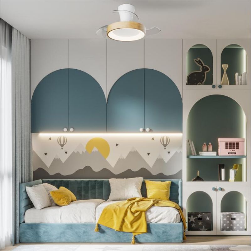 NISEKO XS VENTILATORE CON PALE A SCOMPARSA D70 CM LED 25W DIMMERABILE 2 COLORI CON TELECOMANDO INCLUSO