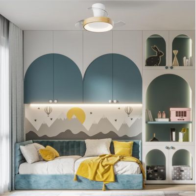 NISEKO XS VENTILATORE CON PALE A SCOMPARSA D70 CM LED 25W DIMMERABILE 2 COLORI CON TELECOMANDO INCLUSO