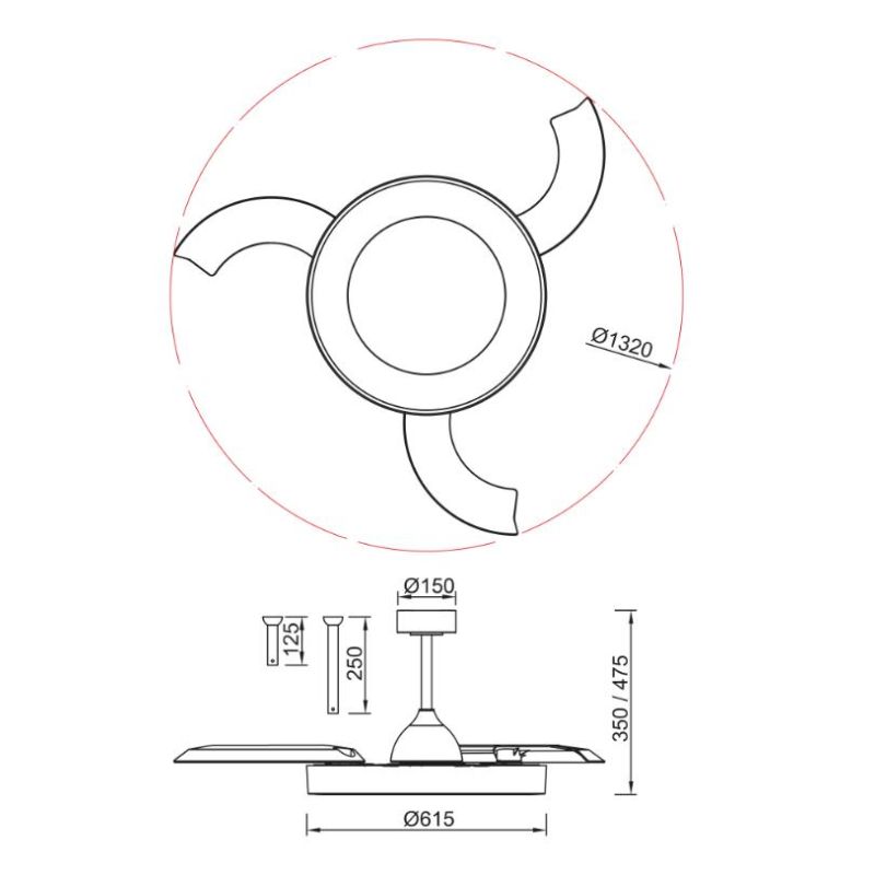NISEKO L VENTILATORE CON PALE A SCOMPARSA D132 CM LED 40W DIMMERABILE 2 COLORI CON TELECOMANDO INCLUSO