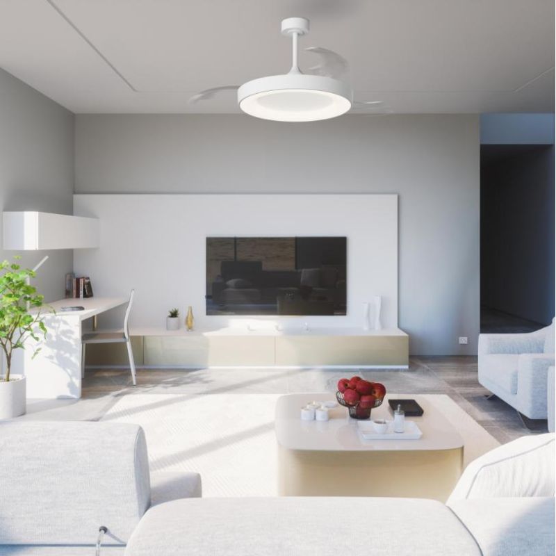 NISEKO L VENTILATORE CON PALE A SCOMPARSA D132 CM LED 40W DIMMERABILE 2 COLORI CON TELECOMANDO INCLUSO