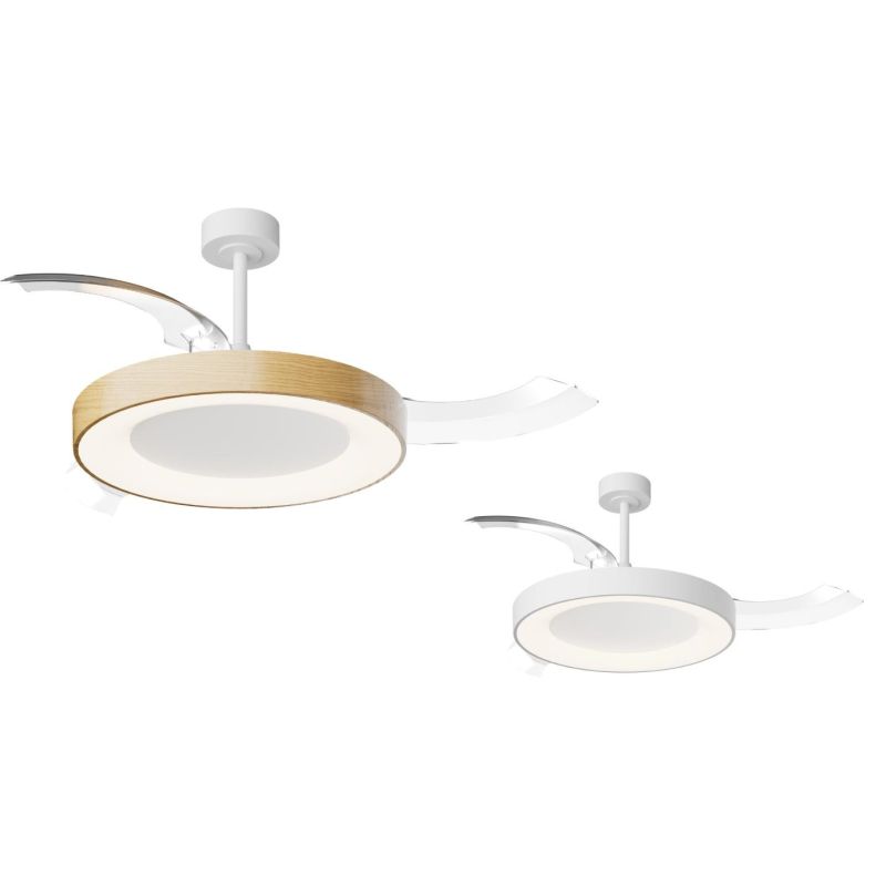 NISEKO L VENTILATORE CON PALE A SCOMPARSA D132 CM LED 40W DIMMERABILE 2 COLORI CON TELECOMANDO INCLUSO