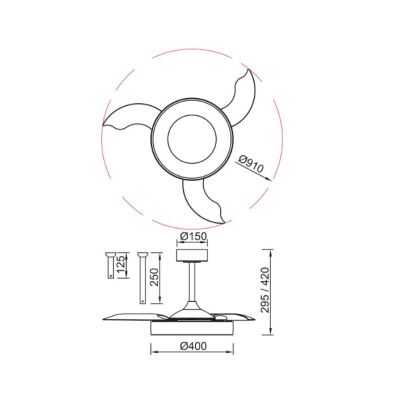 NISEKO VENTILATORE CON PALE A SCOMPARSA IN 2 MISURE LED INTEGRATO DIMMERABILE 3 COLORI CON TELECOMANDO INCLUSO