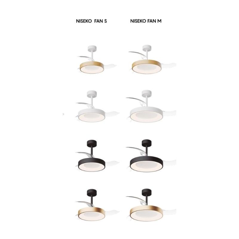 NISEKO VENTILATORE CON PALE A SCOMPARSA IN 2 MISURE LED INTEGRATO DIMMERABILE 3 COLORI CON TELECOMANDO INCLUSO