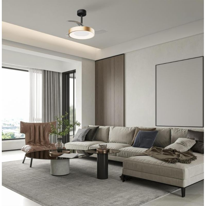 NISEKO VENTILATORE CON PALE A SCOMPARSA IN 2 MISURE LED INTEGRATO DIMMERABILE 3 COLORI CON TELECOMANDO INCLUSO