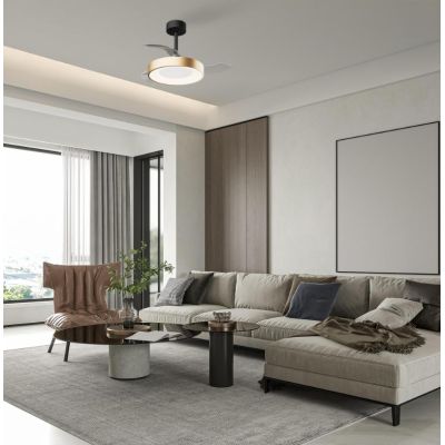 NISEKO VENTILATORE CON PALE A SCOMPARSA IN 2 MISURE LED INTEGRATO DIMMERABILE 3 COLORI CON TELECOMANDO INCLUSO