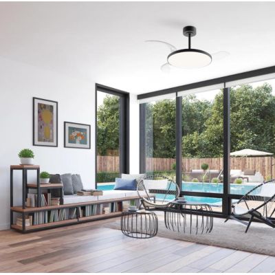 SLIM FAN VENTILATORE CON PALE A SCOMPARSA D106 CM LED 50W DIMMERABILE 3 COLORI CON TELECOMANDO INCLUSO