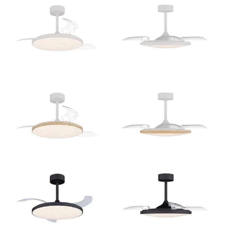 SLIM FAN VENTILATORE CON PALE A SCOMPARSA D106 CM LED 50W DIMMERABILE 3 COLORI CON TELECOMANDO INCLUSO