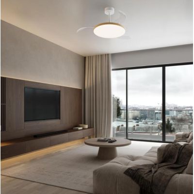 SLIM FAN MINI VENTILATORE CON PALE A SCOMPARSA D90 CM LED 45W DIMMERABILE 3 COLORI CON TELECOMANDO INCLUSO