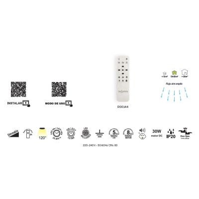 RAFAGA VENTILATORE MODERNO D106 CM LED 50W DIMMERABILE TECNOLOGIA RGB TELECOMANDO INCLUSO 2 COLORI