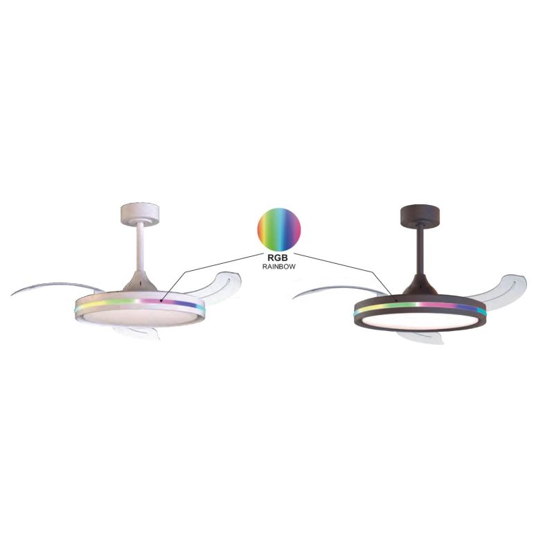 RAFAGA VENTILATORE MODERNO D106 CM LED 50W DIMMERABILE TECNOLOGIA RGB TELECOMANDO INCLUSO 2 COLORI