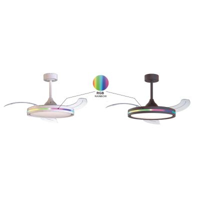 RAFAGA VENTILATORE MODERNO D106 CM LED 50W DIMMERABILE TECNOLOGIA RGB TELECOMANDO INCLUSO 2 COLORI