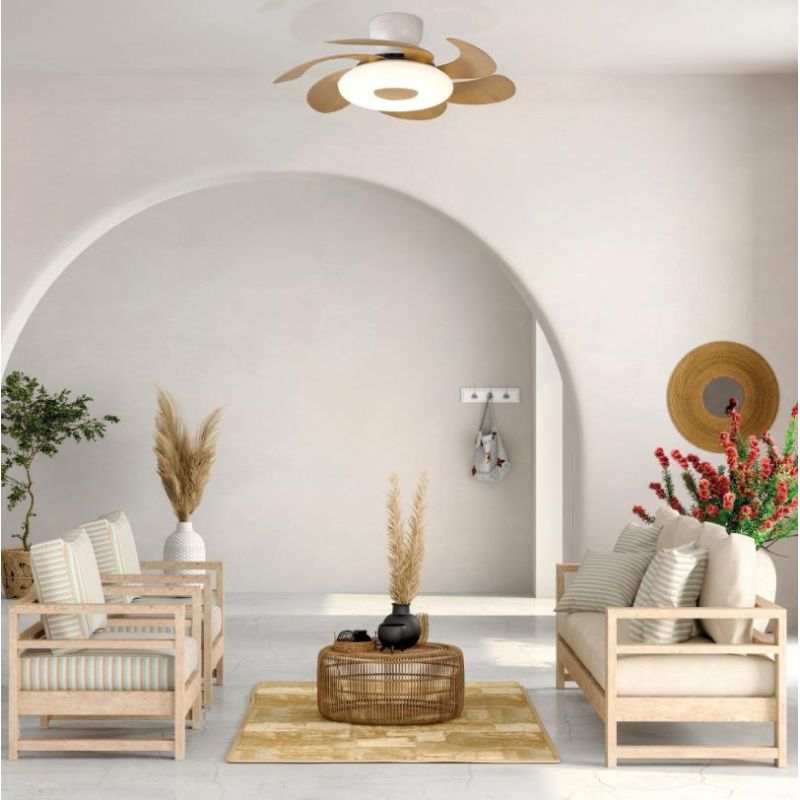 FLOWER VENTILATORE D80 CM CON PALE RETRATTILI LED 24W DIMMERABILE 2 COLORI TELECOMANDO INCLUSO