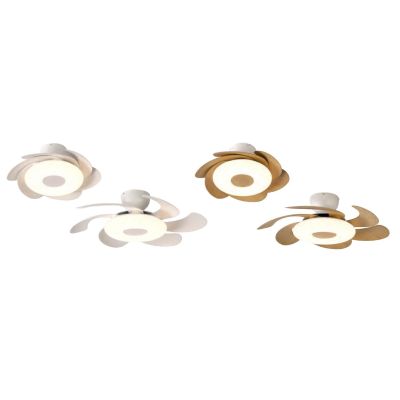 FLOWER VENTILATORE D80 CM CON PALE RETRATTILI LED 24W DIMMERABILE 2 COLORI TELECOMANDO INCLUSO