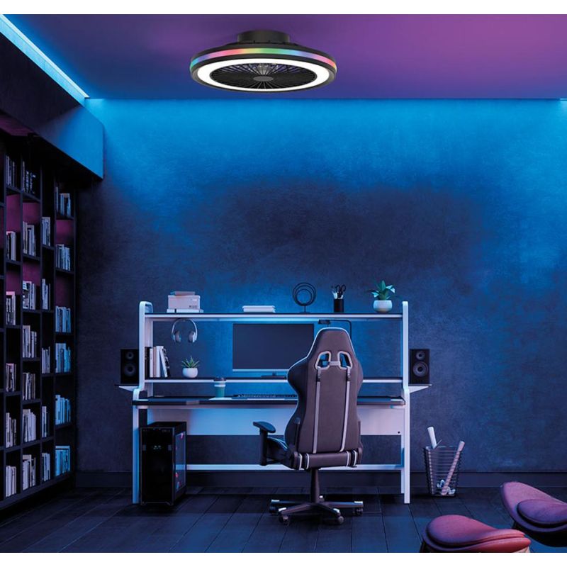 GAMER BIG VENTILATORE MODERNO LED 60W DIMMERABILE TECNOLOGIA RGB TELECOMANDO INCLUSO 2 COLORI