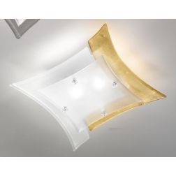 OREGON PLAFONIERA MODERNA CM 34X34 IN VETRO LAVORATO A MANO IN ITALIA 4 COLORI