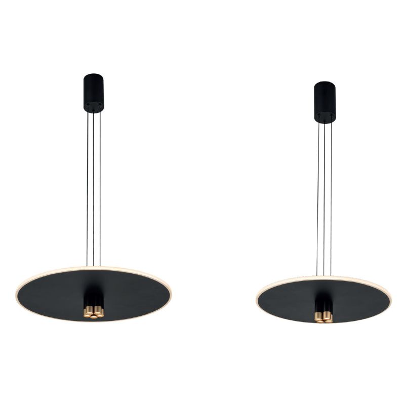 NOMADA LAMPADARIO A SOSPENSIONE D48 E D58 CM LED INTEGRATO LUCE 3000K NERO/ORO DESIGN MODERNO