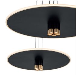 NOMADA LAMPADARIO A SOSPENSIONE D48 E D58 CM LED INTEGRATO LUCE 3000K NERO/ORO DESIGN MODERNO