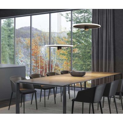 NOMADA LAMPADARIO A SOSPENSIONE D48 E D58 CM LED INTEGRATO LUCE 3000K NERO/ORO DESIGN MODERNO