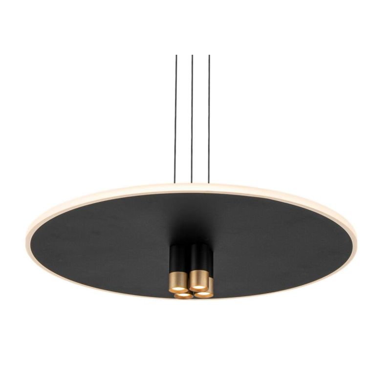 NOMADA LAMPADARIO A SOSPENSIONE D48 E D58 CM LED INTEGRATO LUCE 3000K NERO/ORO DESIGN MODERNO