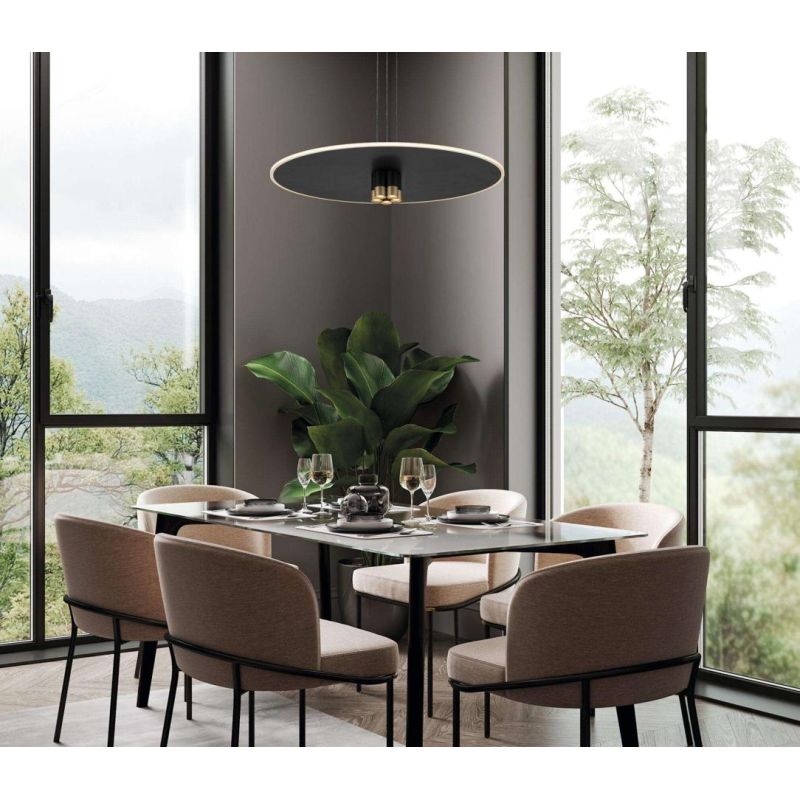 NOMADA LAMPADARIO A SOSPENSIONE D48 E D58 CM LED INTEGRATO LUCE 3000K NERO/ORO DESIGN MODERNO