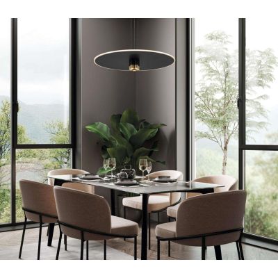 NOMADA LAMPADARIO A SOSPENSIONE D48 E D58 CM LED INTEGRATO LUCE 3000K NERO/ORO DESIGN MODERNO