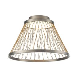 SPIDER PLAFONIERA D50 CM LED 43W LUCE 3000K IN ALLUMINIO GRIGIO CON FILI IN TESSUTO ORO DESIGN MODERNO
