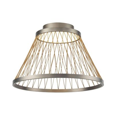 SPIDER PLAFONIERA D50 CM LED 43W LUCE 3000K IN ALLUMINIO GRIGIO CON FILI IN TESSUTO ORO DESIGN MODERNO