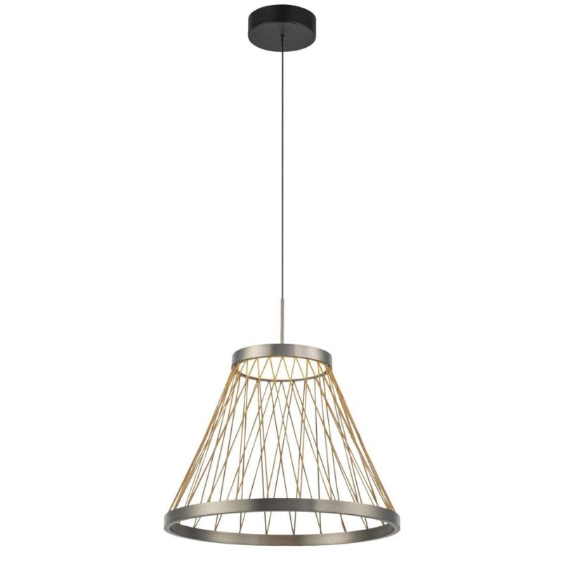 SPIDER LAMPADARIO D40 E D60 CM LED INTEGRATO LUCE 3000K IN ALLUMINIO GRIGIO CON FILI IN TESSUTO ORO DESIGN MODERNO